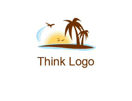 airplane sun trees travel logo