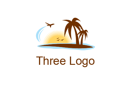 airplane sun trees travel logo