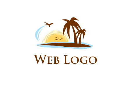 airplane sun trees travel logo