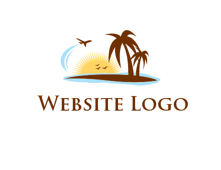 airplane sun trees travel logo