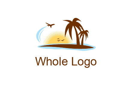 airplane sun trees travel logo