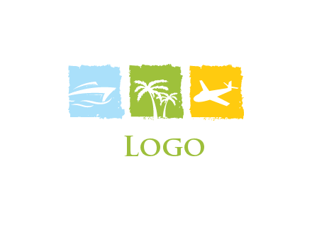 grunge travel logo with boxes