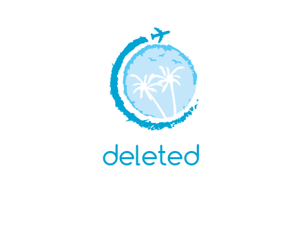 grunge travel logo with aeroplane circling earth
