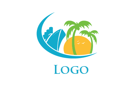 sun tree travel logo