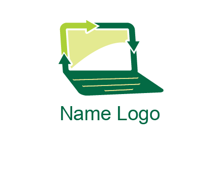 arrows in laptop computer logo