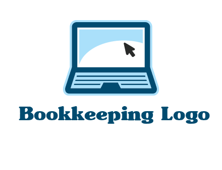 laptop with pointer computer logo