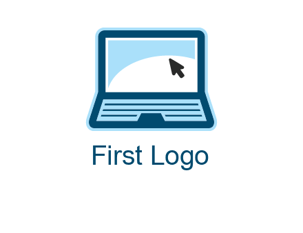 laptop with pointer computer logo