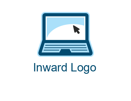 laptop with pointer computer logo