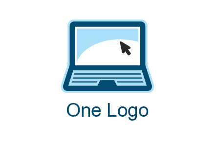 laptop with pointer computer logo