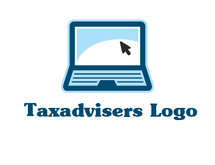 laptop with pointer computer logo