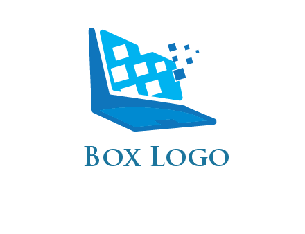 boxes coming out of laptop logo