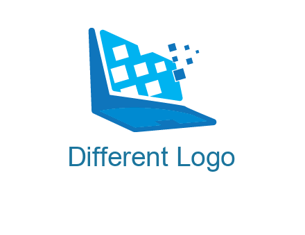 boxes coming out of laptop logo