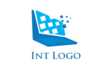 boxes coming out of laptop logo