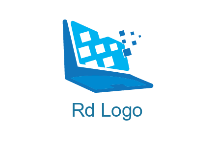 boxes coming out of laptop logo