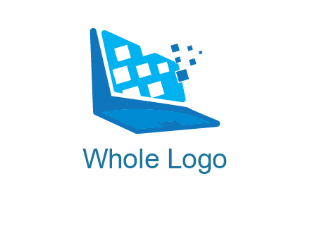 boxes coming out of laptop logo