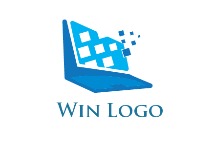 boxes coming out of laptop logo