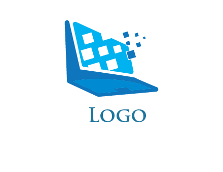 boxes coming out of laptop logo