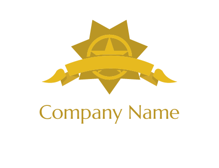 star badge with banner in logo