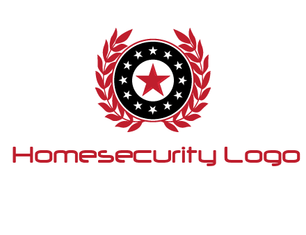 stars, leaves and circle security logo