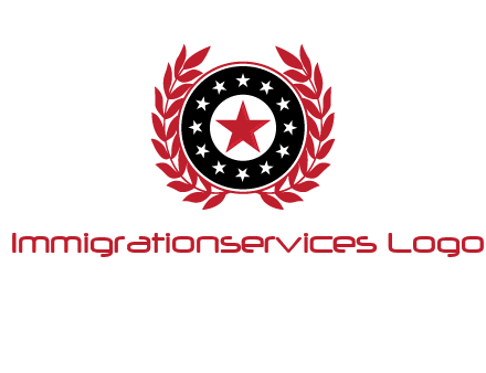stars, leaves and circle security logo