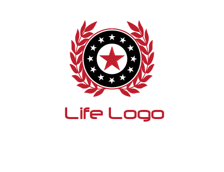 stars, leaves and circle security logo