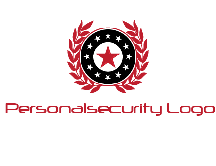 stars, leaves and circle security logo