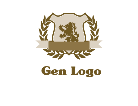 lion on shield logo with a wreath