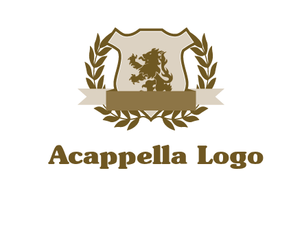 lion on shield logo with a wreath