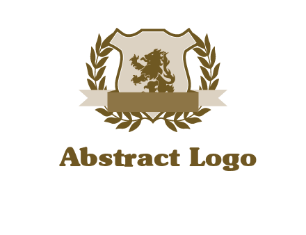 lion on shield logo with a wreath