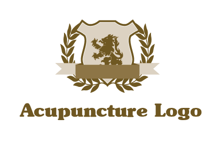 lion on shield logo with a wreath
