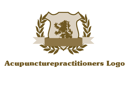 lion on shield logo with a wreath