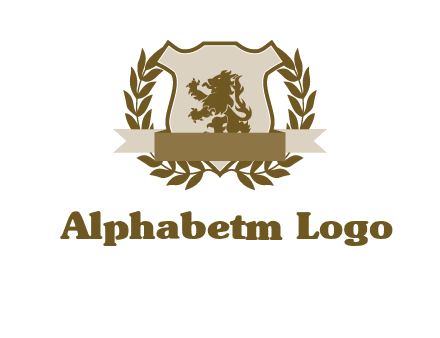lion on shield logo with a wreath