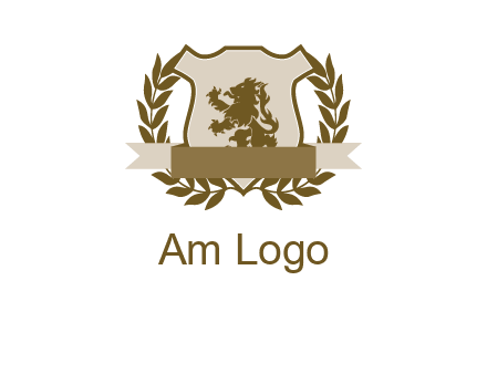 lion on shield logo with a wreath
