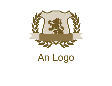 lion on shield logo with a wreath