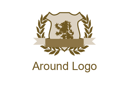 lion on shield logo with a wreath