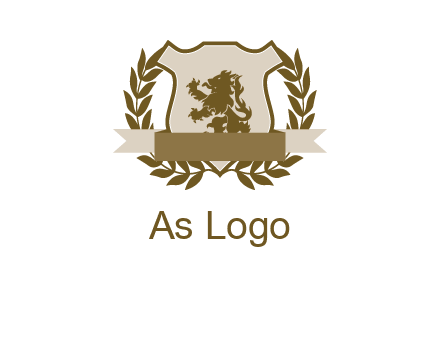 lion on shield logo with a wreath