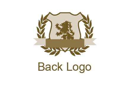 lion on shield logo with a wreath