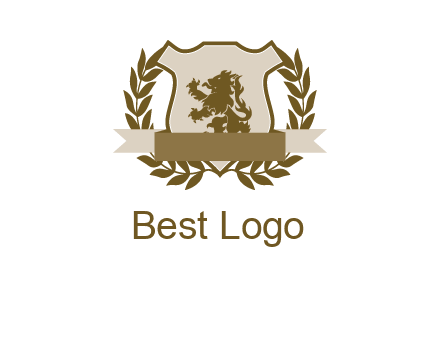 lion on shield logo with a wreath
