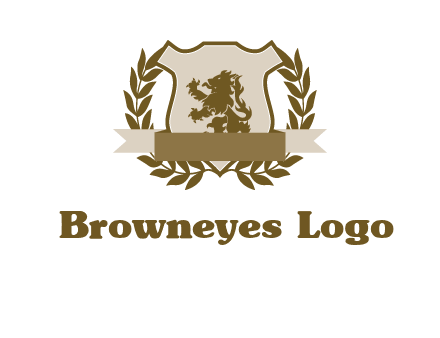 lion on shield logo with a wreath