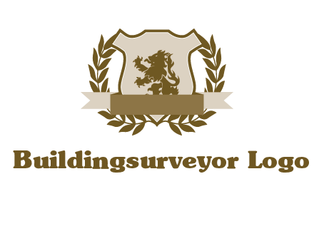 lion on shield logo with a wreath