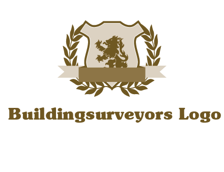 lion on shield logo with a wreath