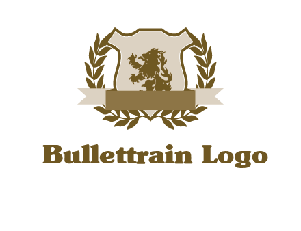 lion on shield logo with a wreath