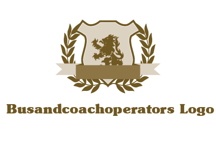 lion on shield logo with a wreath