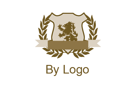 lion on shield logo with a wreath