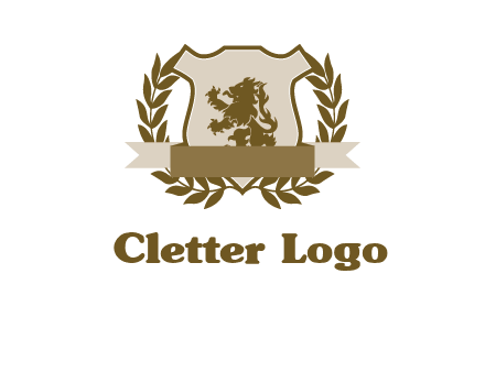 lion on shield logo with a wreath