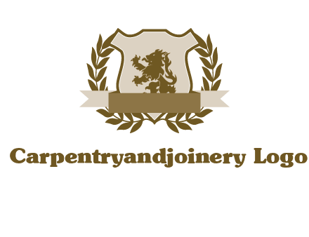 lion on shield logo with a wreath