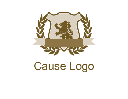 lion on shield logo with a wreath