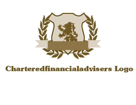 lion on shield logo with a wreath