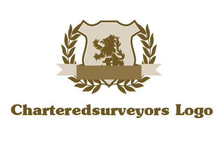 lion on shield logo with a wreath