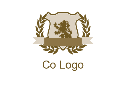 lion on shield logo with a wreath